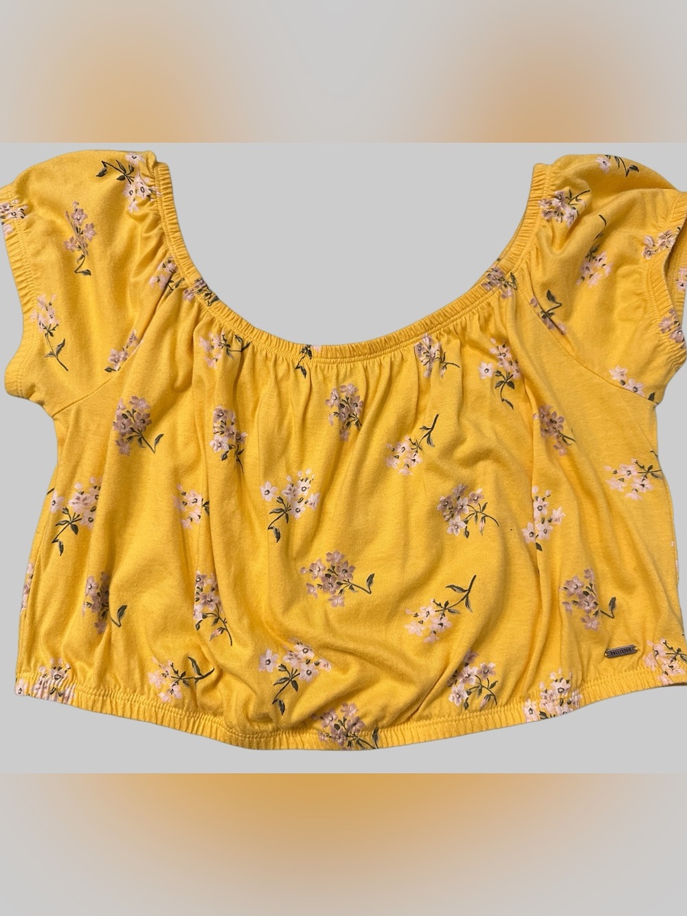 Hollister Yellow Floral Off-Shoulder Crop Top